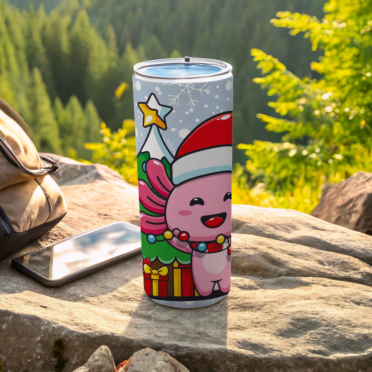 Cute Axolotl Santa Cartoon Tumbler for Christmas Season