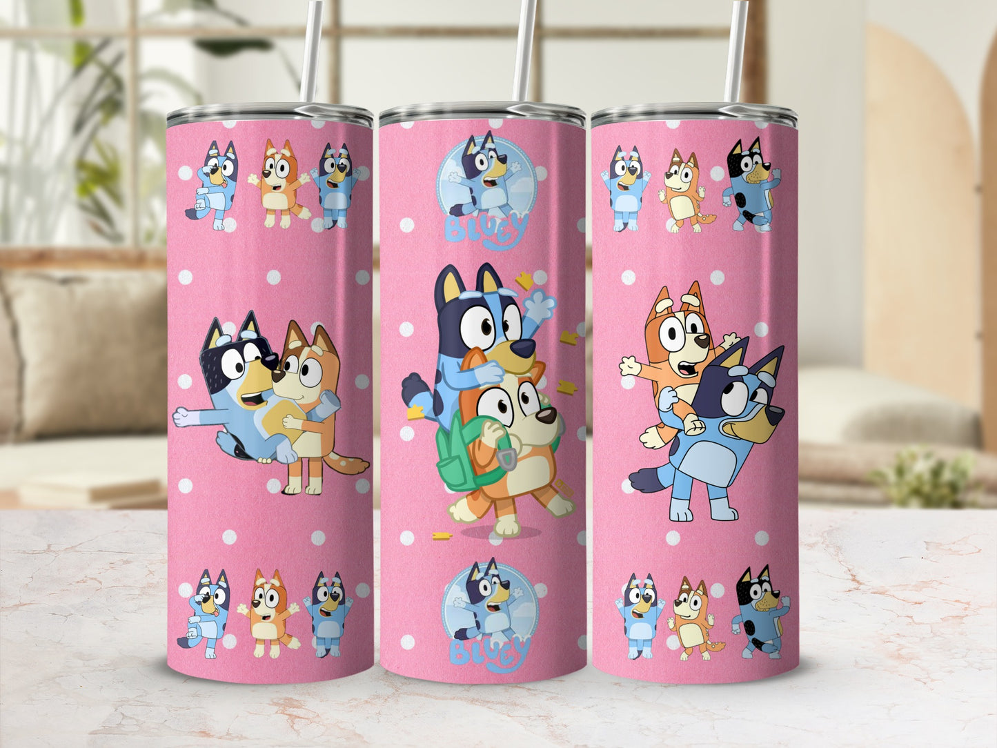 Cartoon Character Design Pink Tumbler for Kids