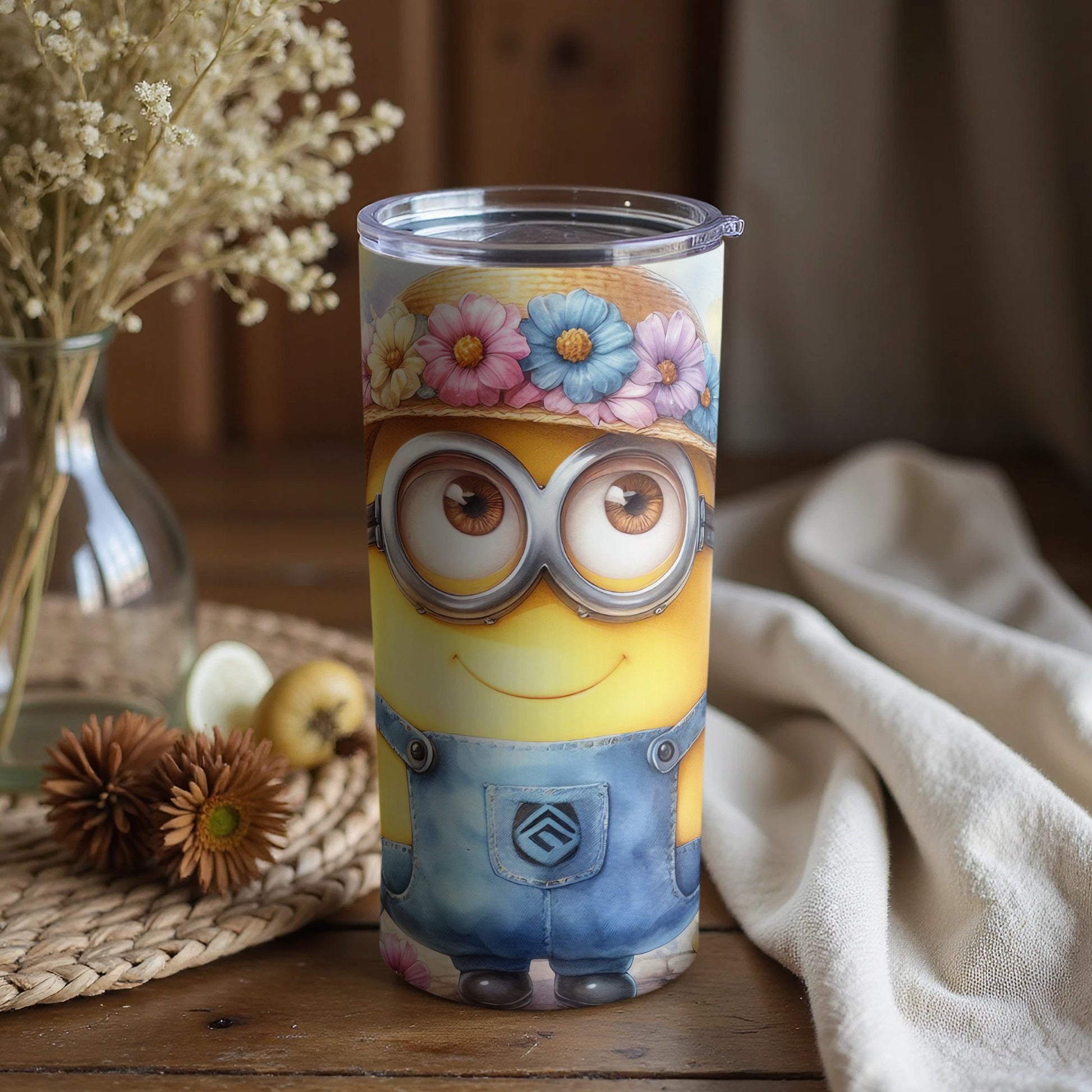 Cute Minion with Flower Headband 16oz Tumbler