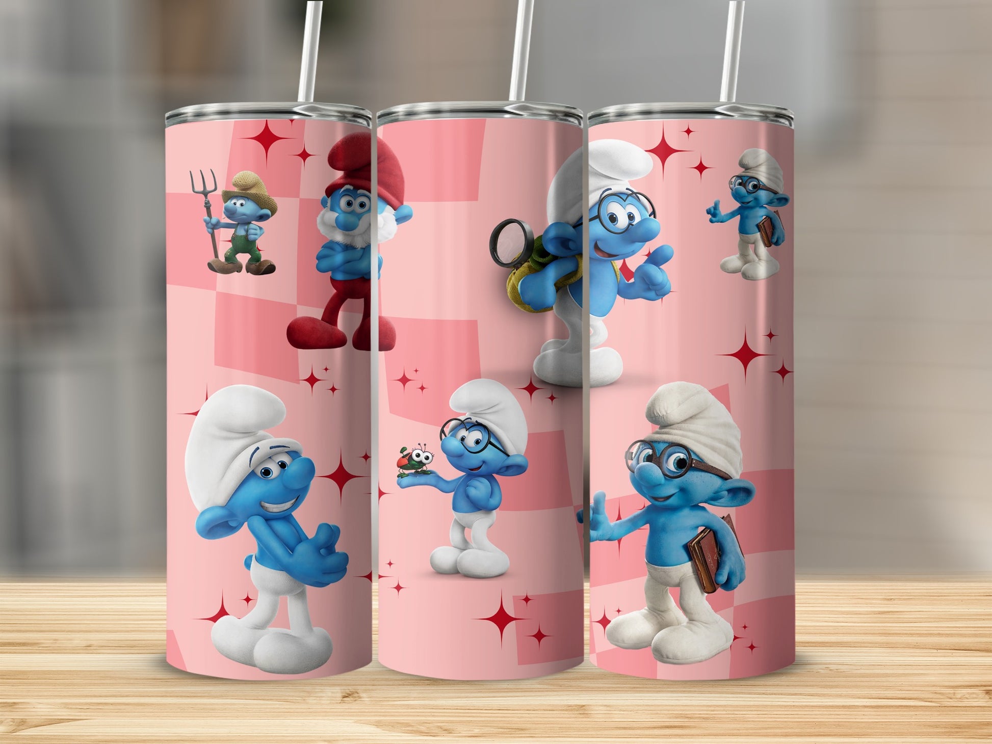 Smurfs Design Pastel Tumbler with Cute Characters
