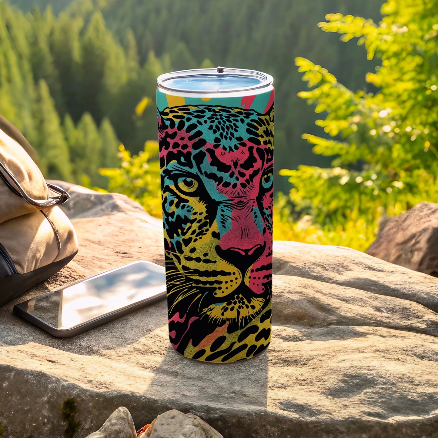 Vibrant Pop Art Jaguar Face Colorful Tumbler product type
Tumbler, Jaguar, Pop Art, Vibrant, Colorful, Animal Print, Wildcat, Art Design, Travel Mug, Beverage, Drinkware, Unique Gift, Outdoor Gear, Graphic Print, Abstract Art, Modern Style, Big Cat, Statement Piece, Eye Catching, Adventure Mug