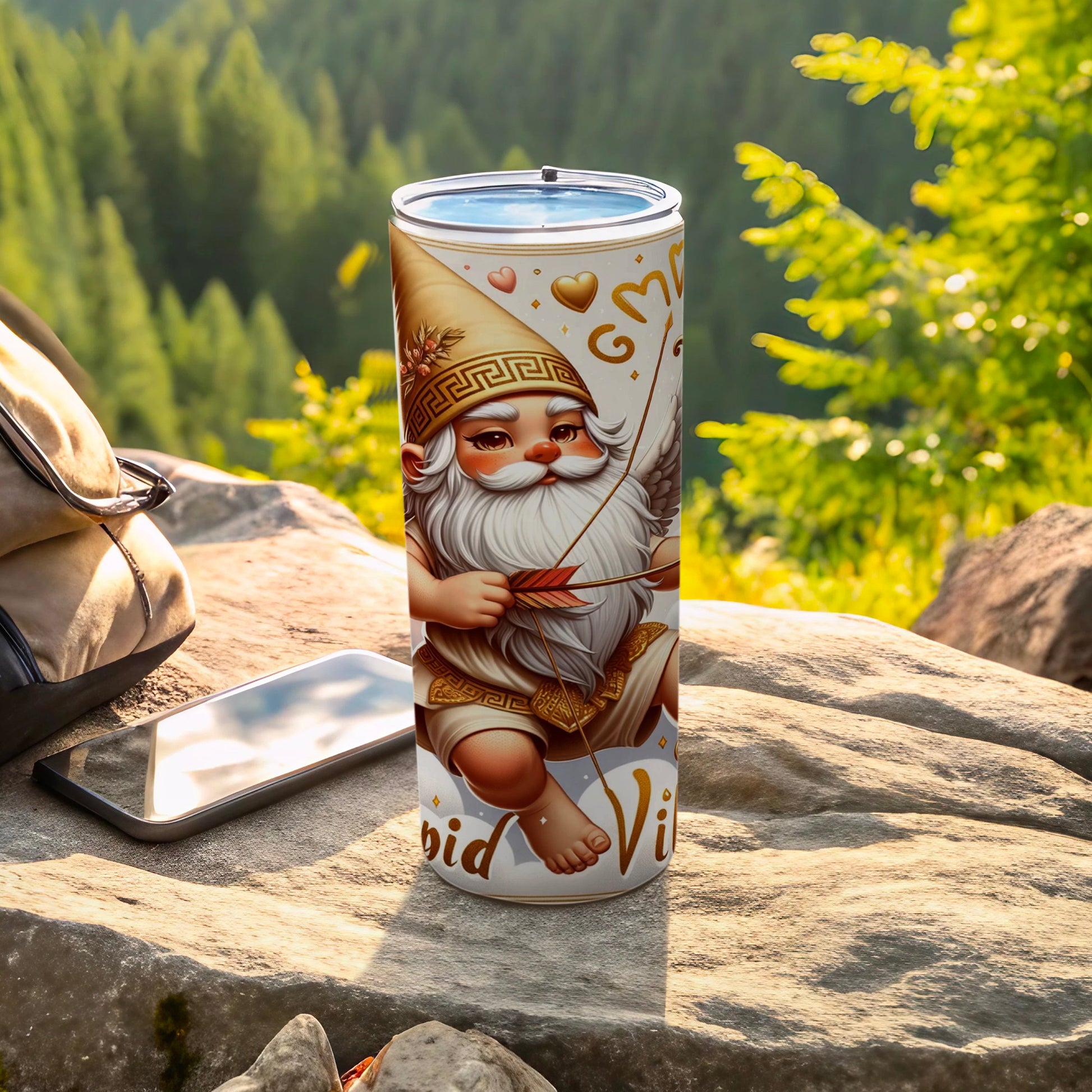 Gnome Cup with Cute Cupid Image for Outdoor Adventures
