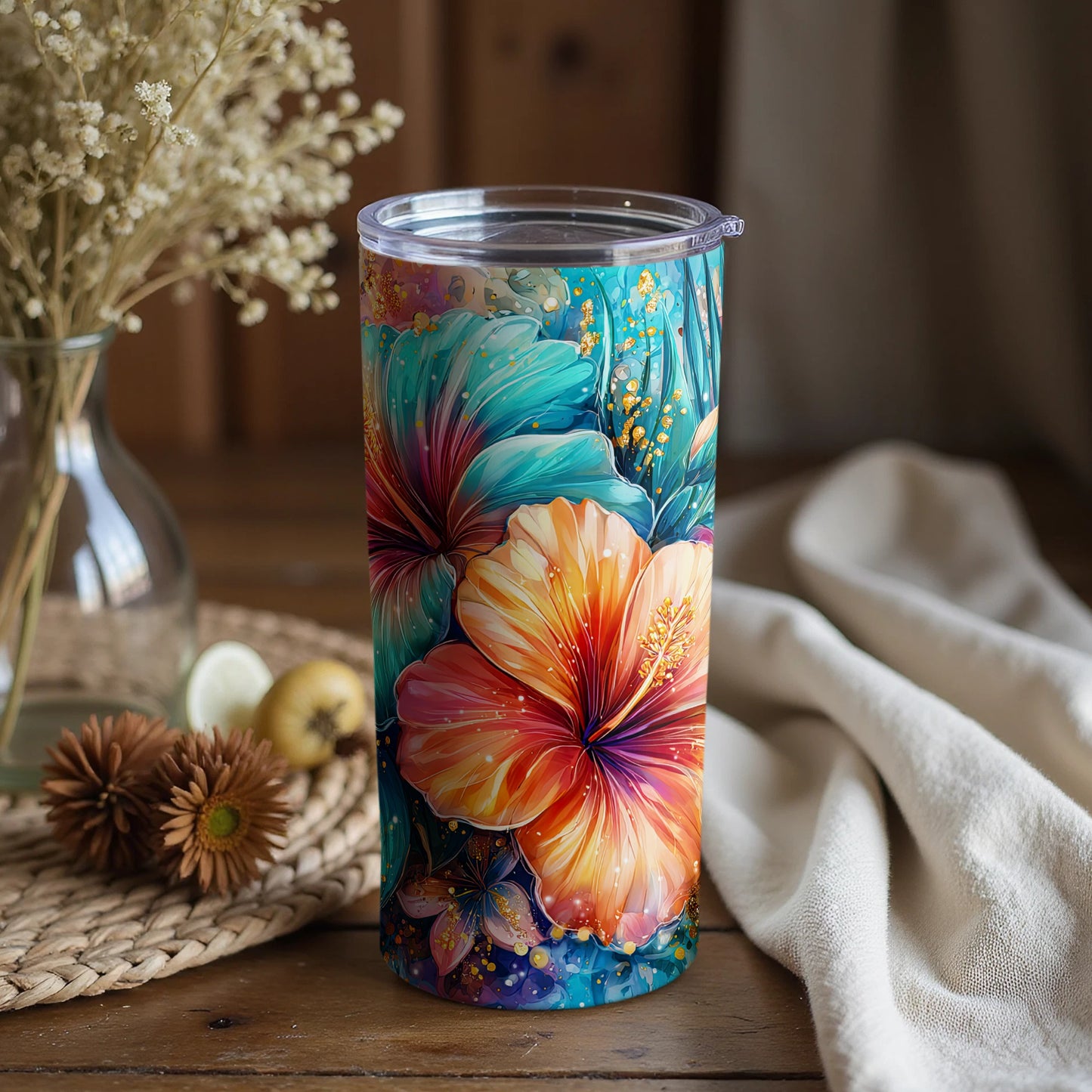 Colorful Floral Design Insulated Tumbler