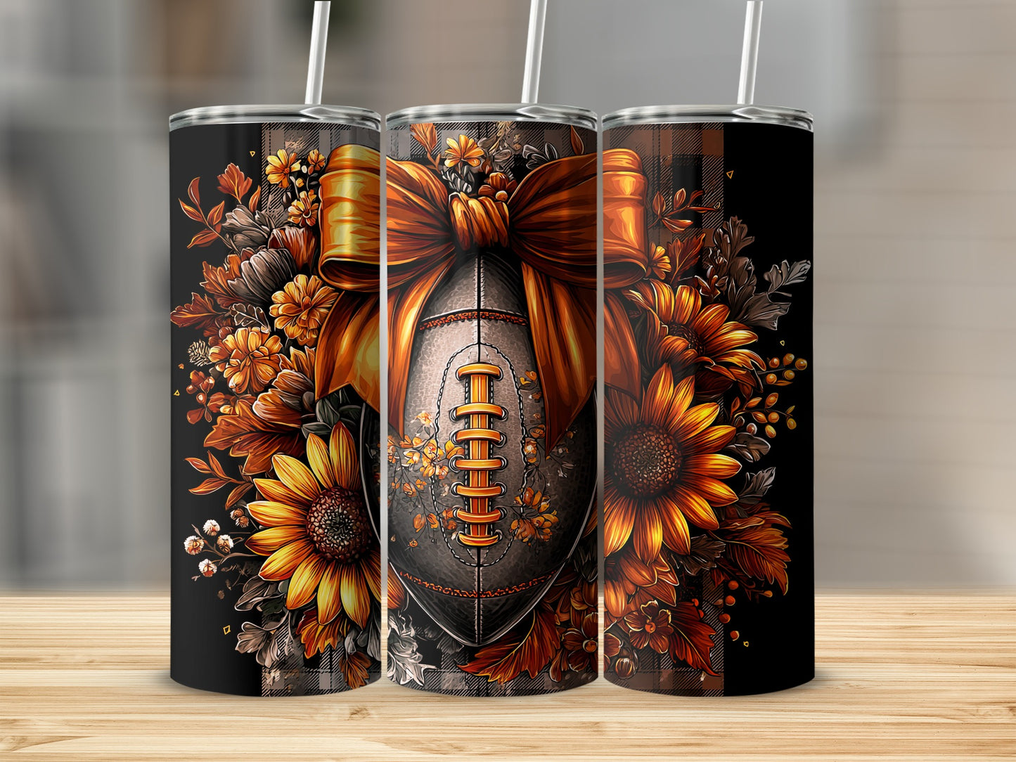 Sunflower Football Floral Design Tumbler