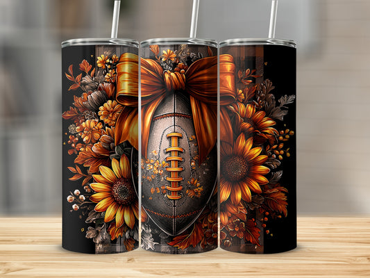 Sunflower Football Floral Design Tumbler