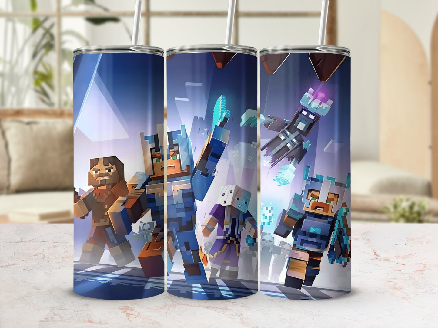Minecraft Adventure Theme Drink Tumbler with Straw