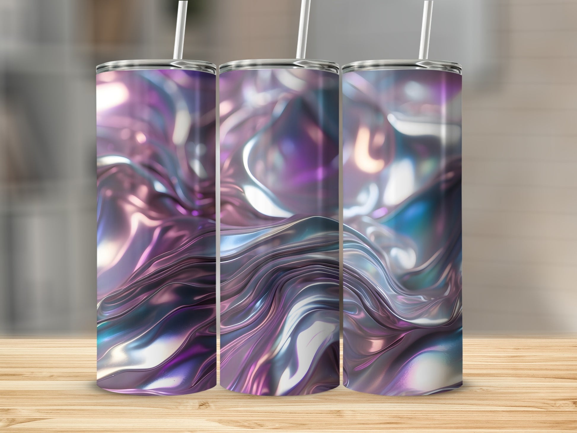 Iridescent Metallic Fluid Waves Tumbler product type