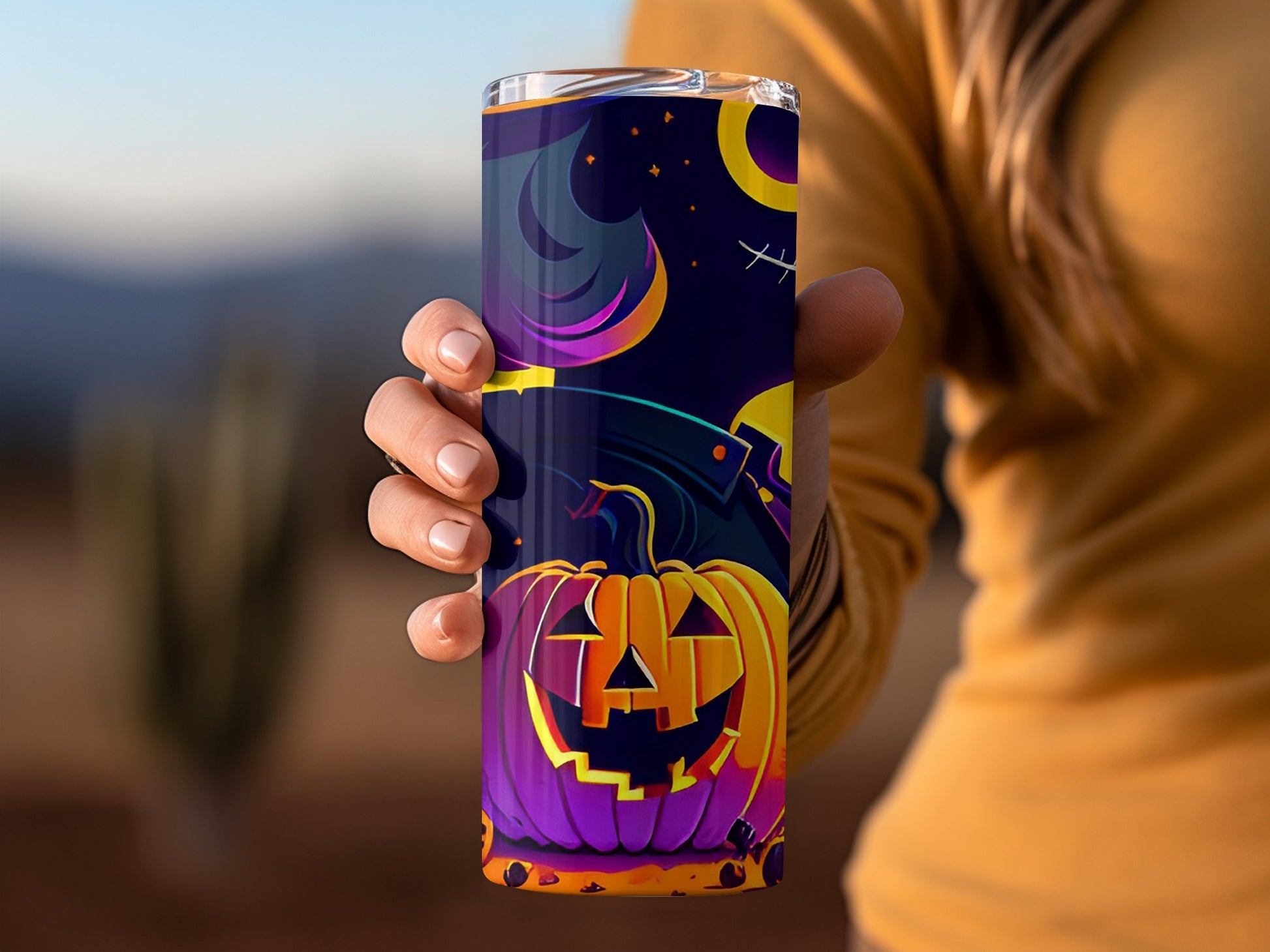 Spooky Halloween Pumpkin Design on Tumbler