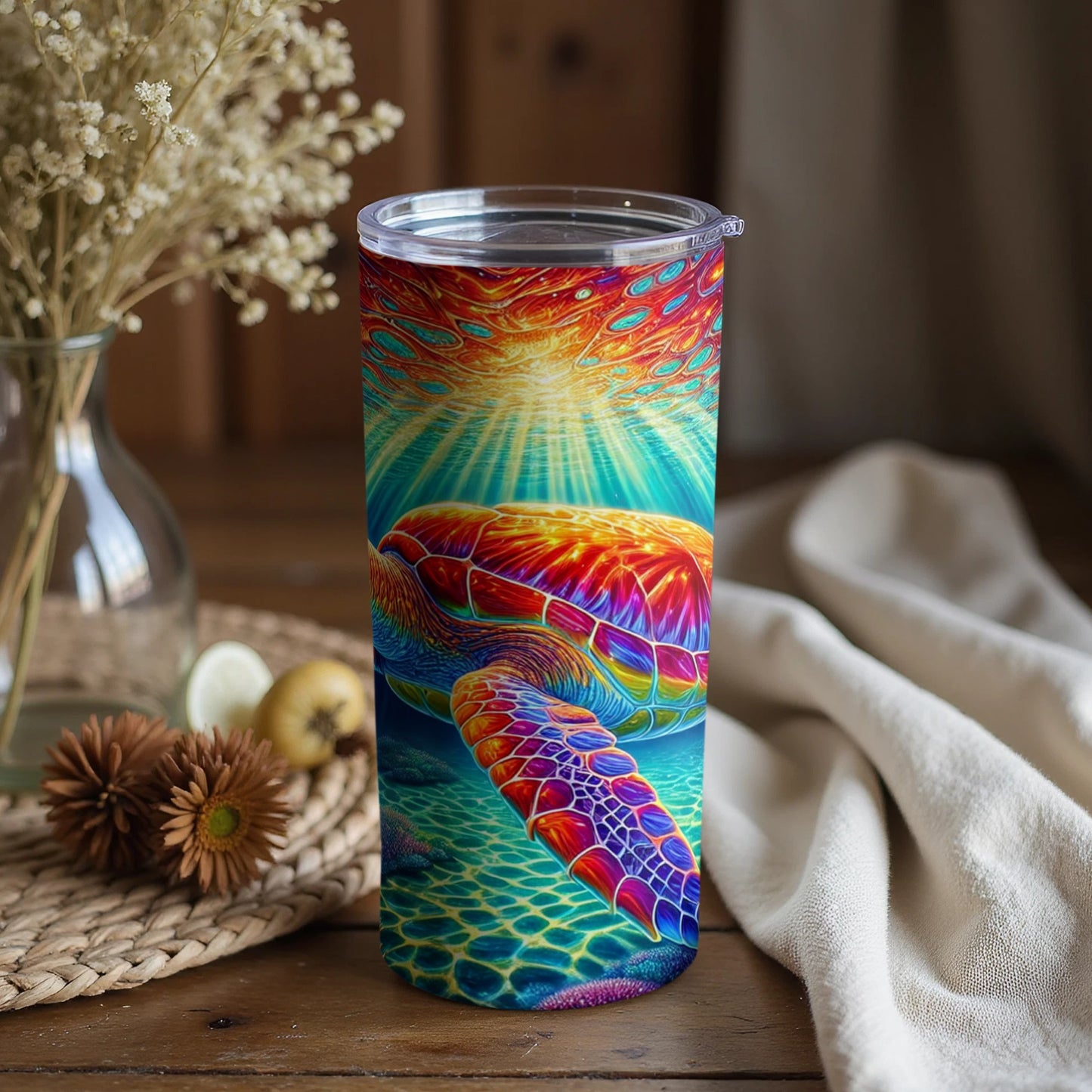 Colorful Sea Turtle Double Wall Insulated Tumbler