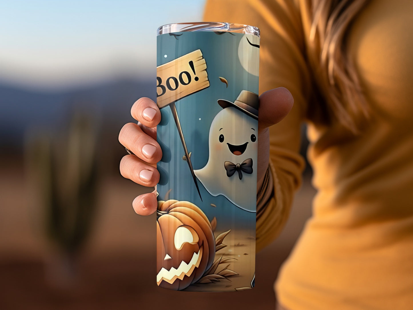 Boo! Halloween Ghost and Jack-O'-Lantern Tumbler