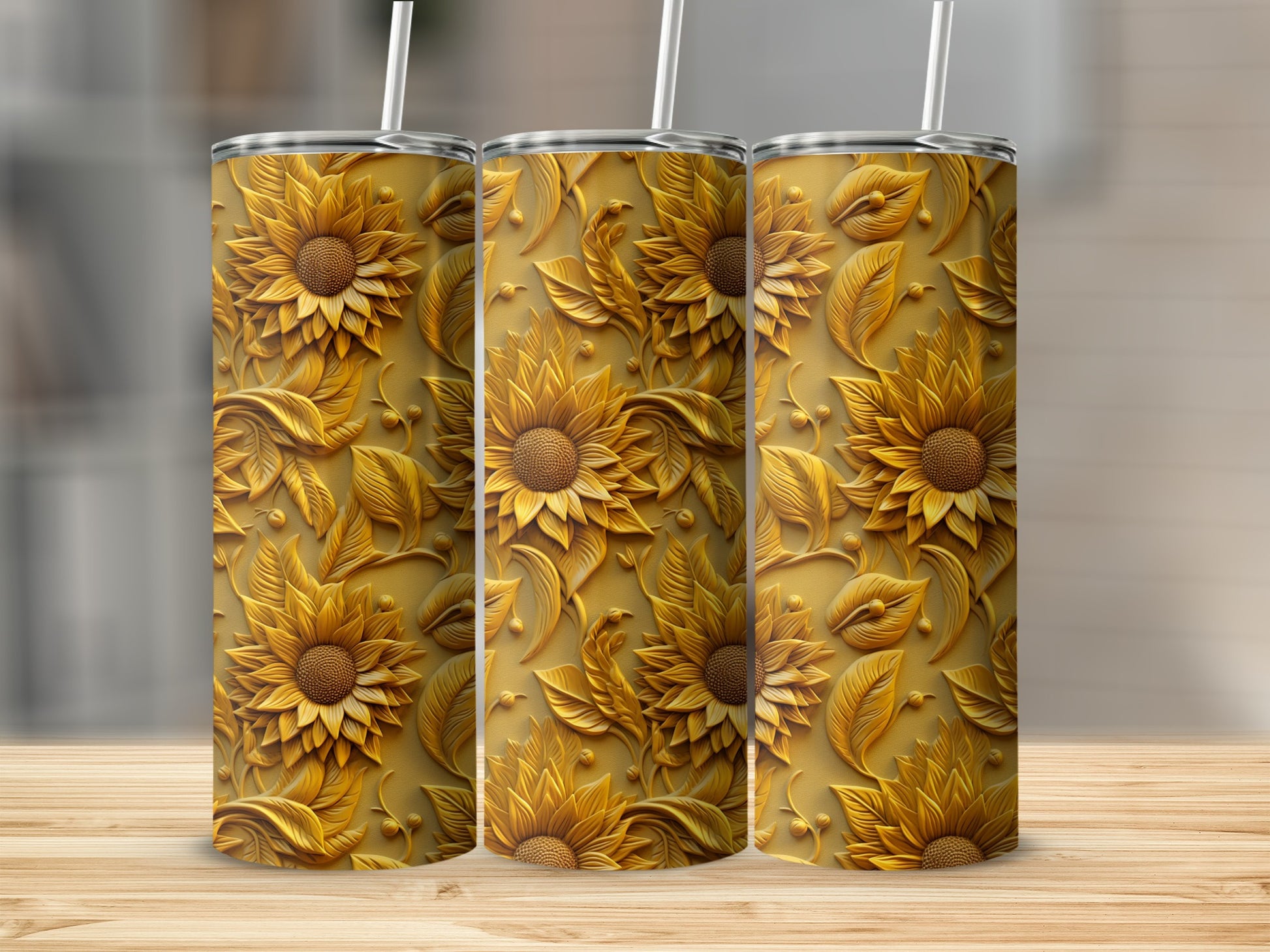 Golden Sunflower Design Insulated Tumbler Product