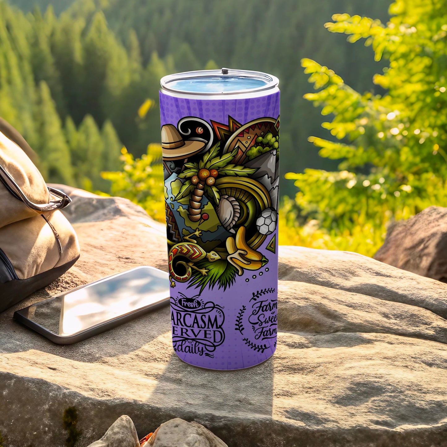 Vibrant Tropical Skull Design Stainless Steel Tumbler