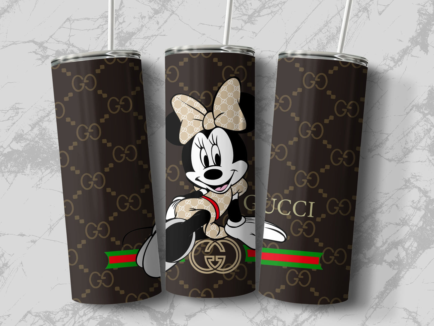 Minnie Mouse Gucci Brown Pattern Tumbler Cup