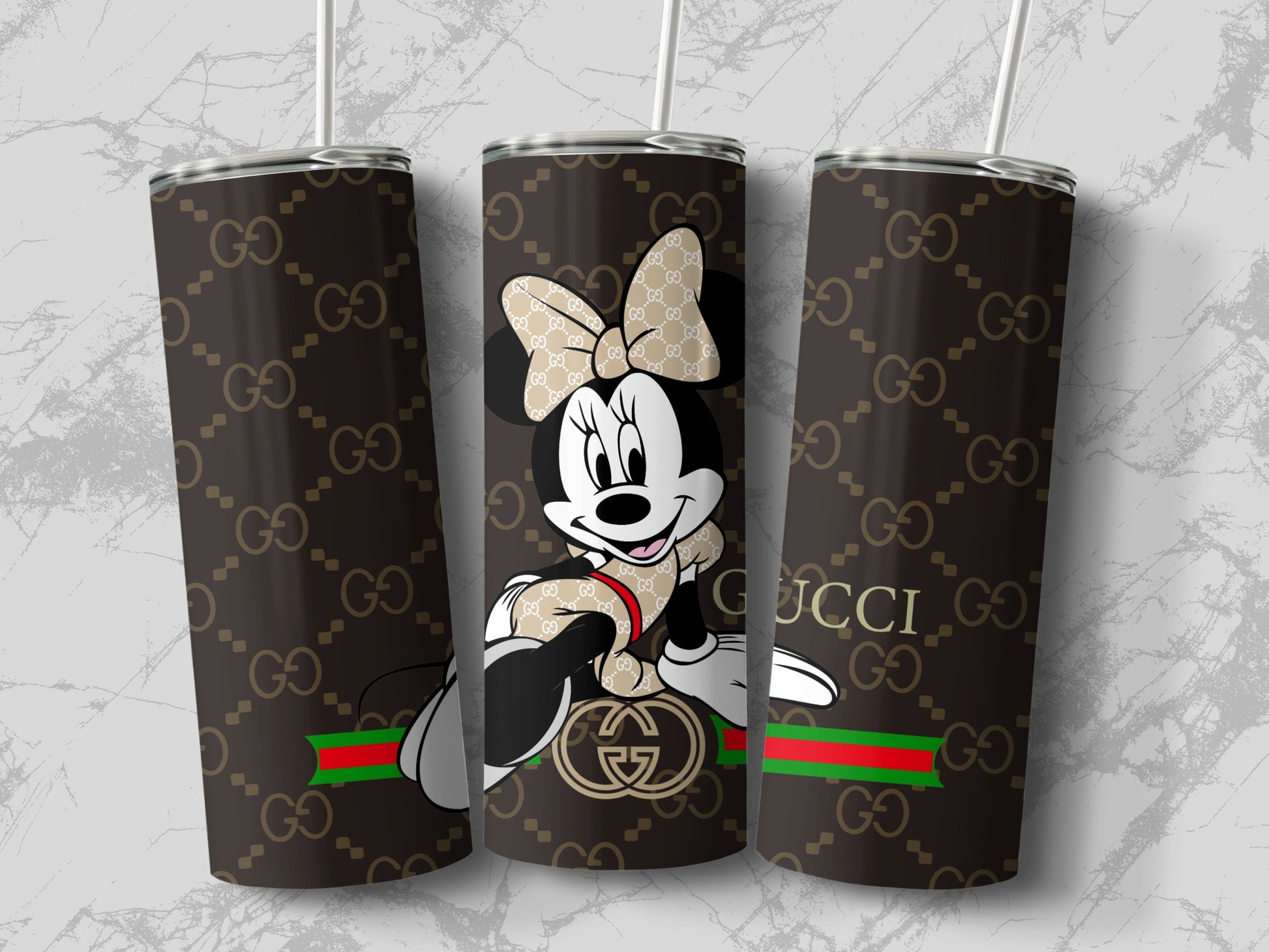 Minnie Mouse Gucci Brown Pattern Tumbler Cup