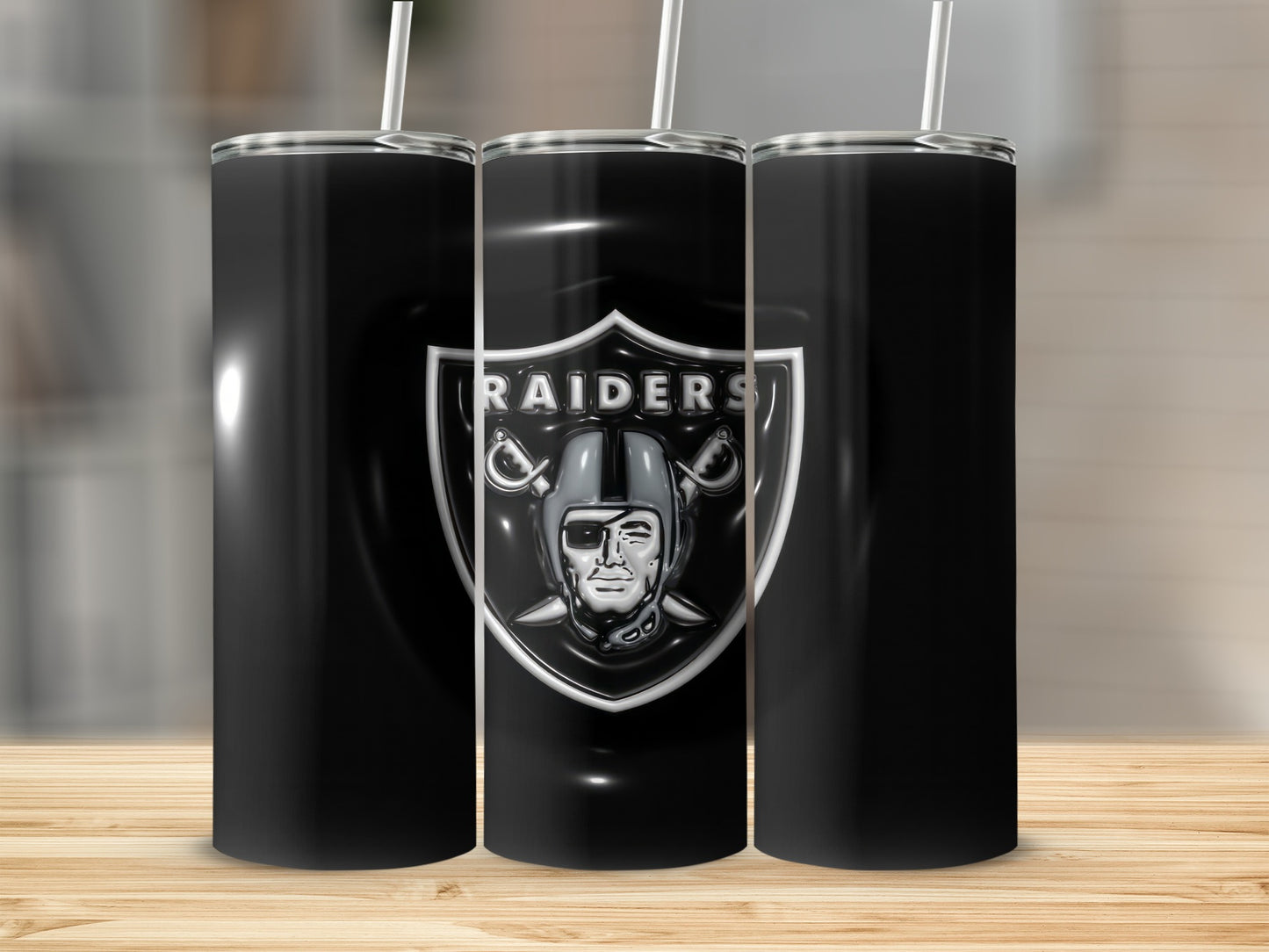 Raiders Logo On Black Background Design Tumblers
