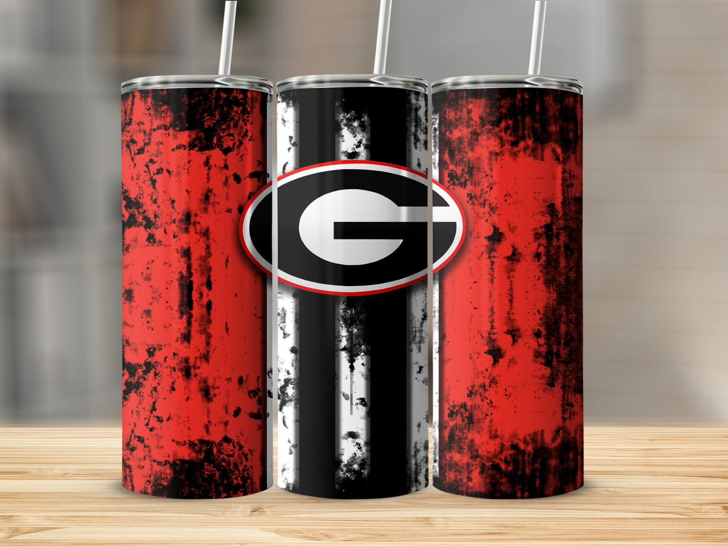Red and Black Grunge Tumbler with Logo Design