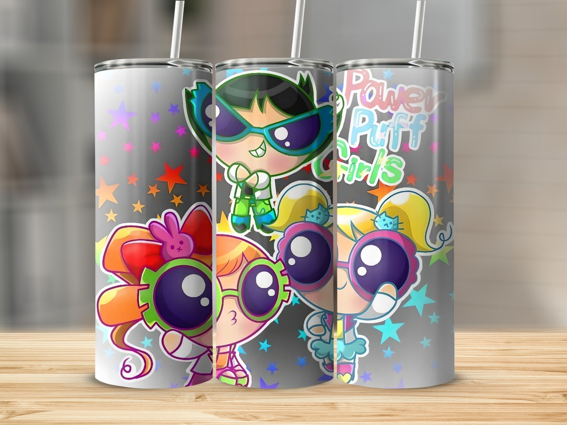 Power Puff Girls Colorful Star Design Tumbler