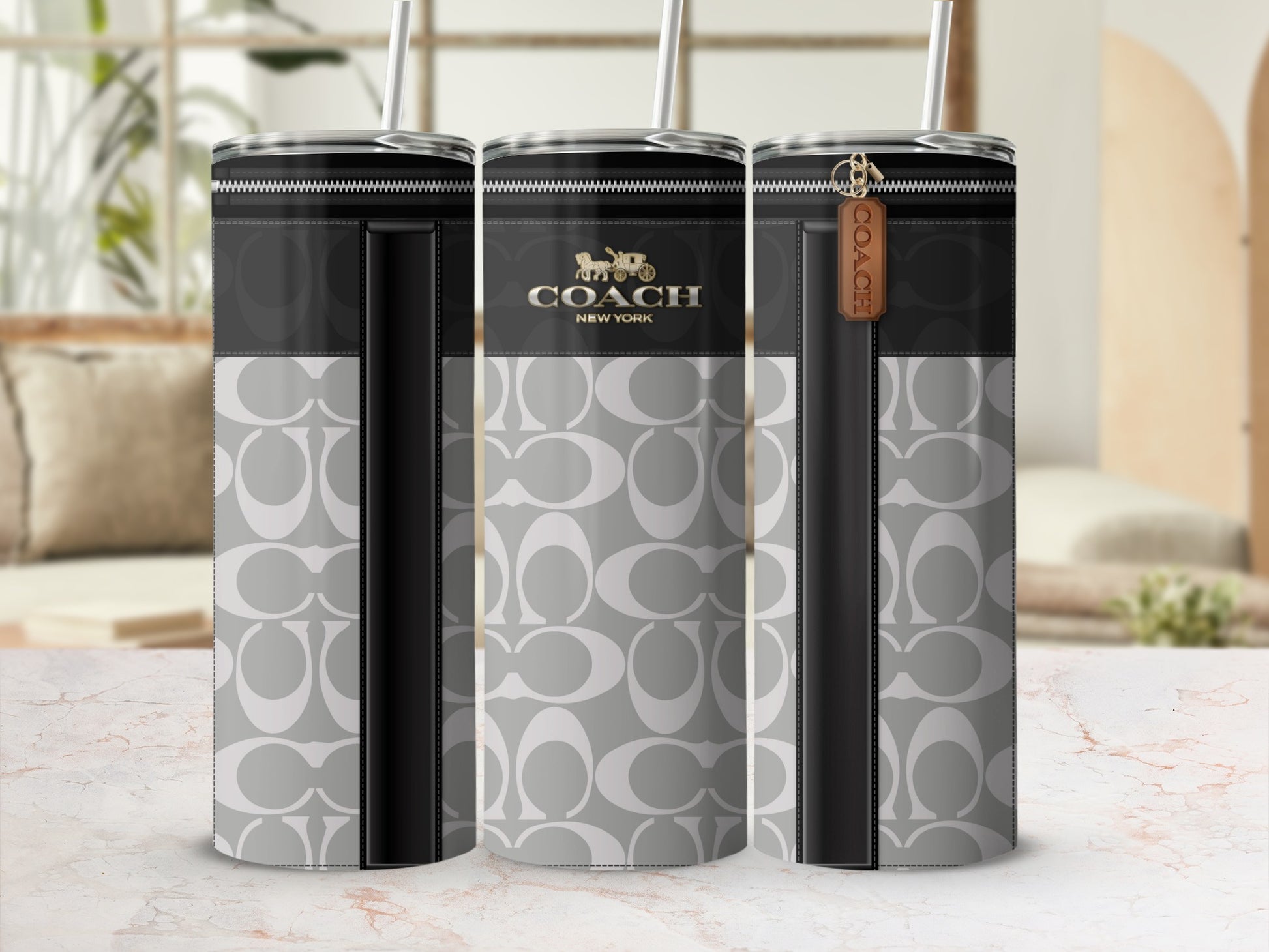 Coach New York Signature Tumbler with Straw