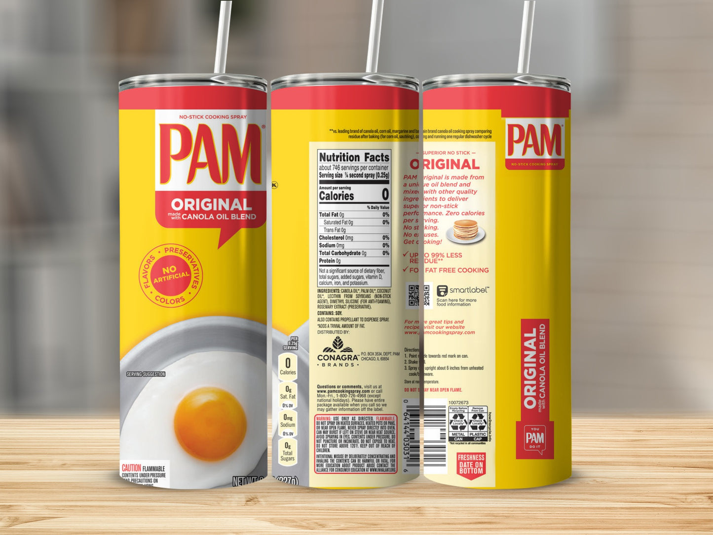 PAM Original no-stick cooking spray with canola oil blend.