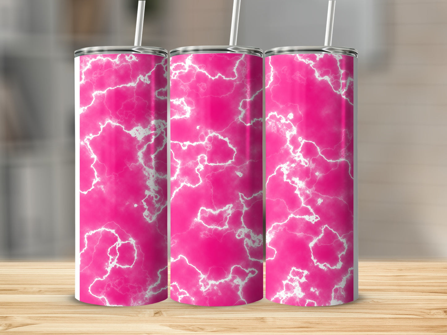 Hot Pink White Lightning Marble Design Tumbler product type