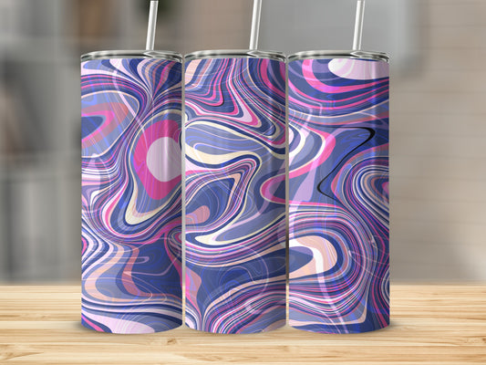 Abstract Swirls in Pink Blue and White Artistic Tumblers