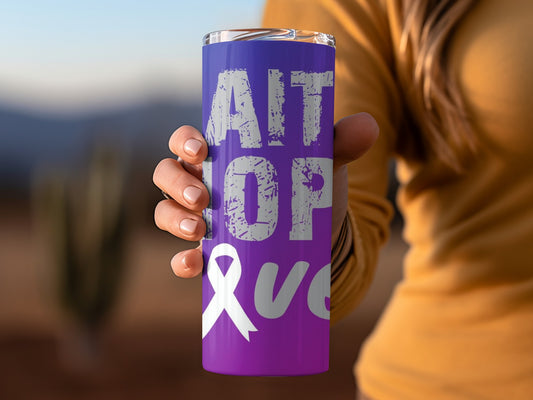 Purple Aid Hope Love Tumbler for Awareness Campaigns