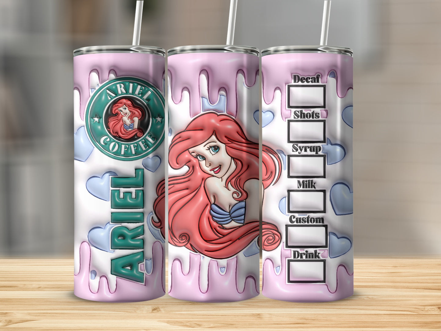 Ariel Coffee Themed Custom Drink Order Tumbler