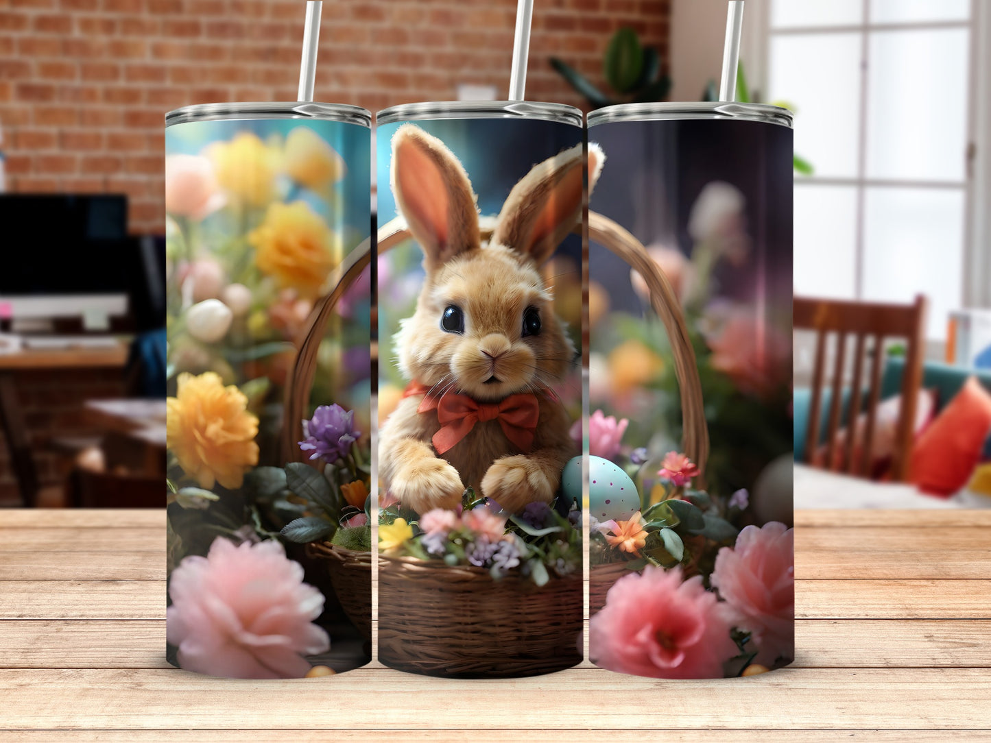 Cute Bunny Basket Flowers Easter Eggs product type