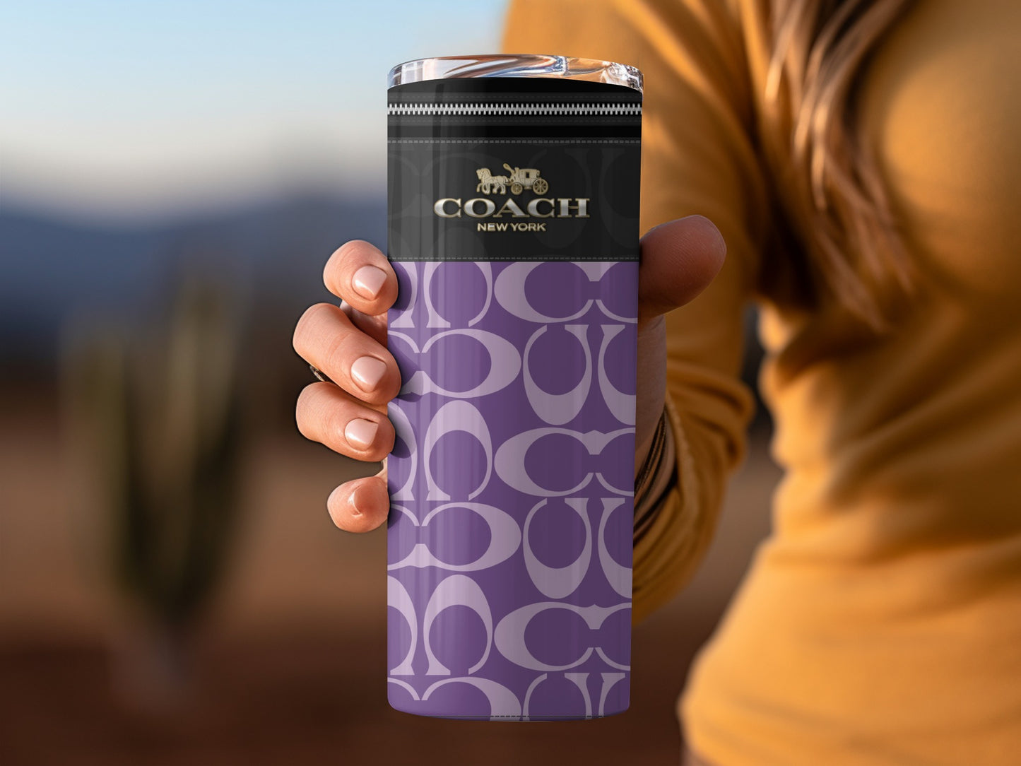 Coach New York Elegant Purple Patterned Tumbler