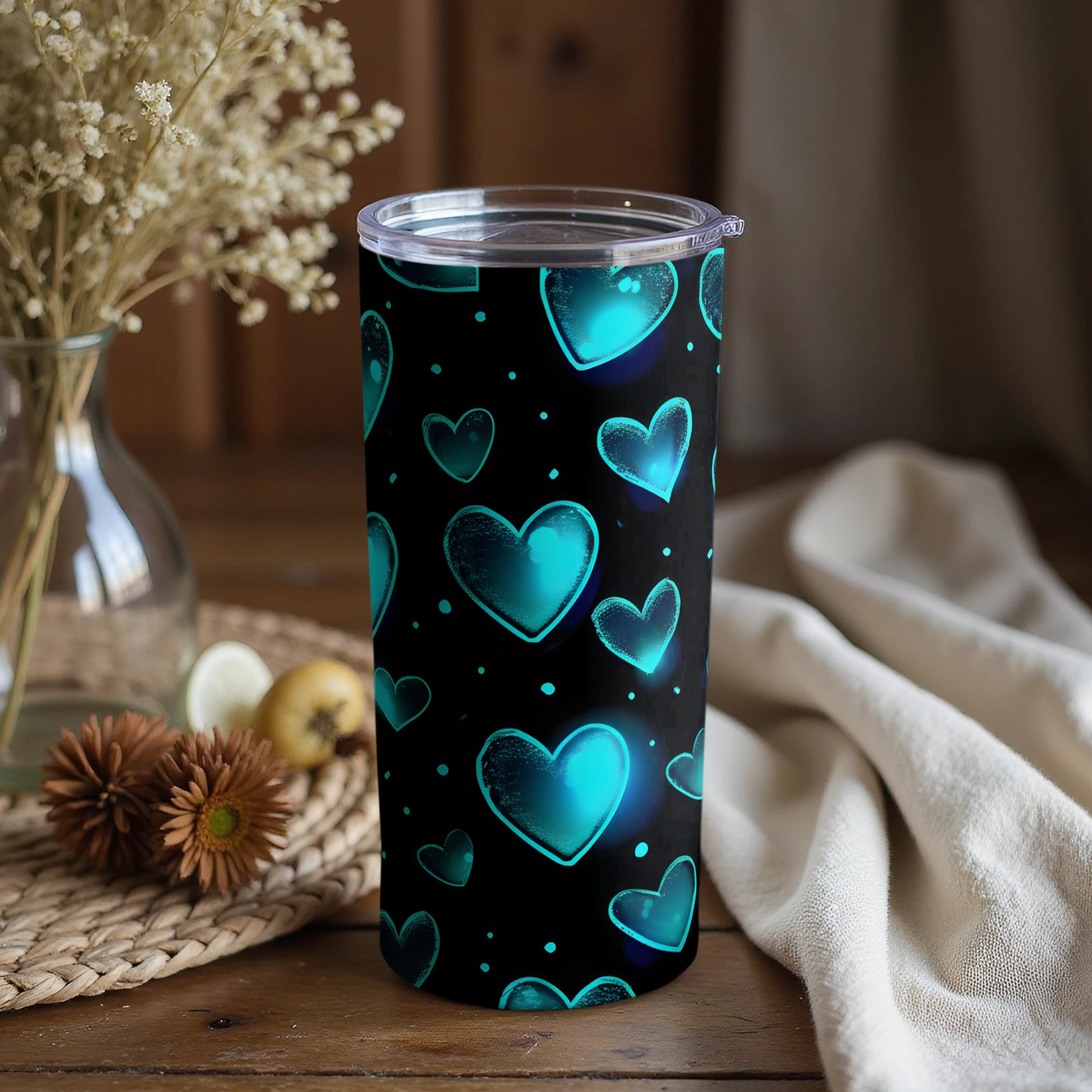 Glowing Heart Design Insulated Tumbler for Drinks