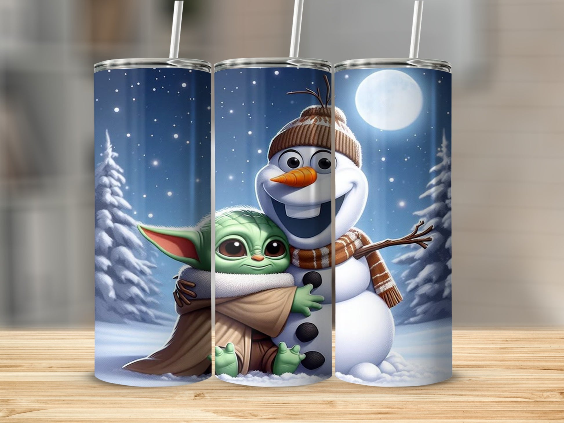 Baby Alien and Snowman Winter Wonderland Tumbler