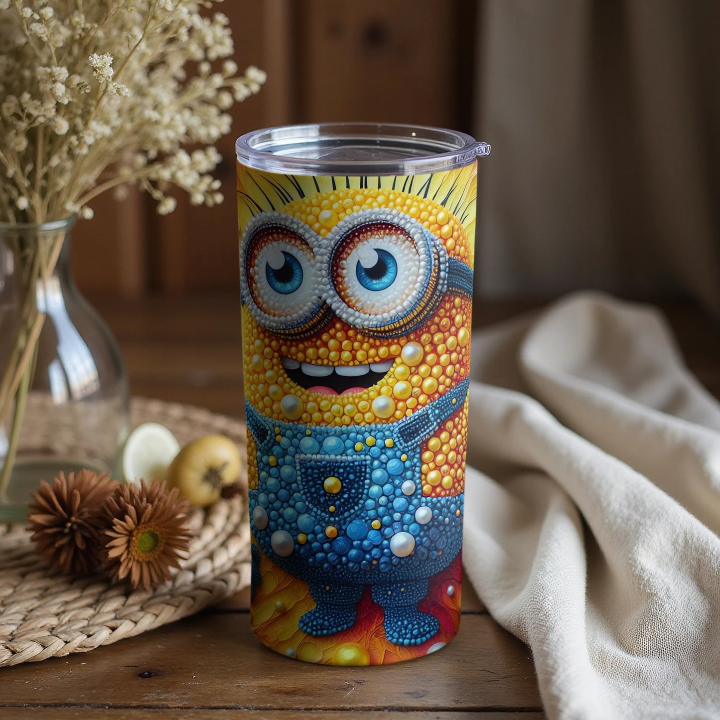 Cute Minion Inspired Beaded Water Bottle for Fun