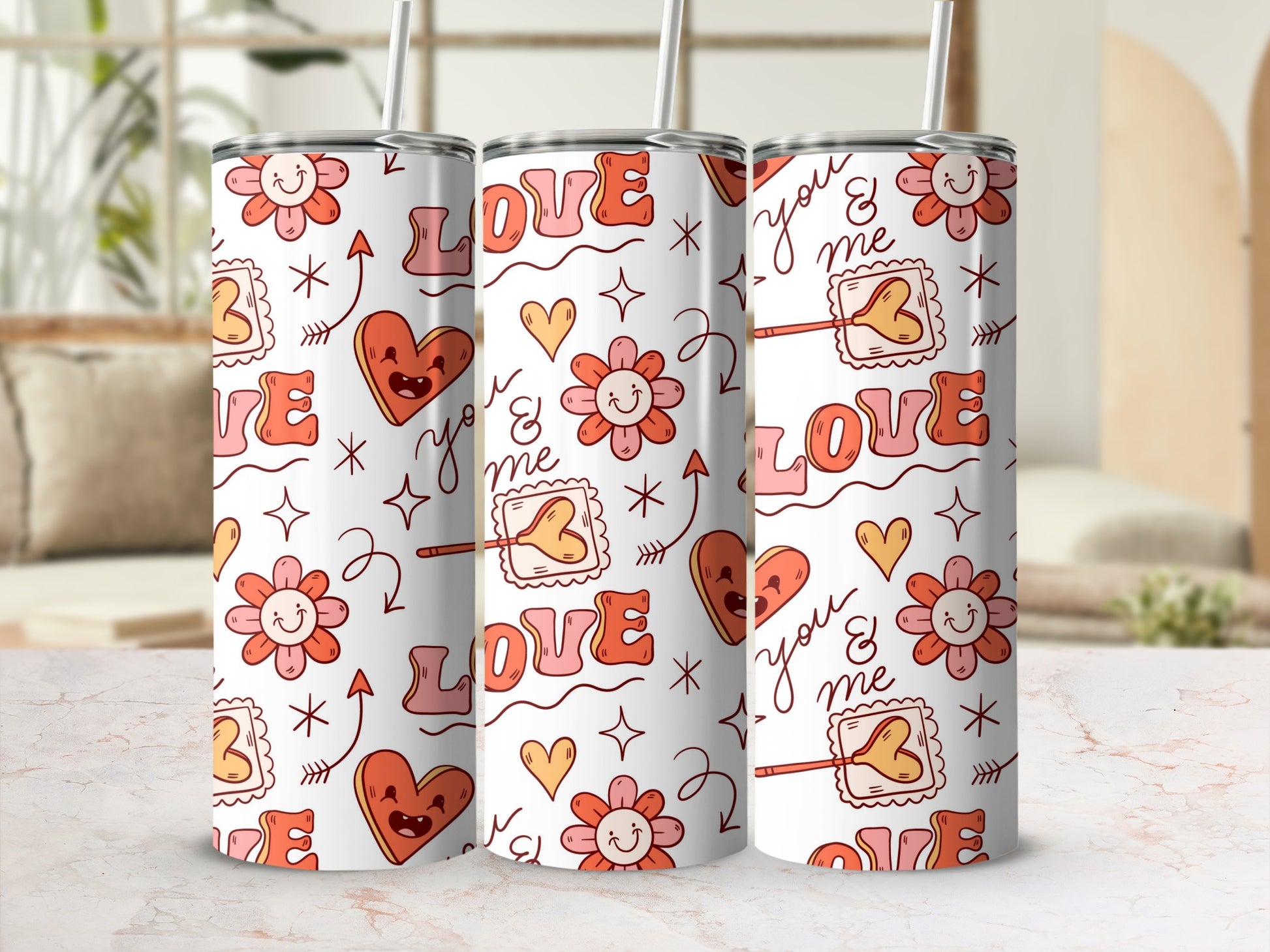 Cute Love and Hearts Design Tall Drinkware