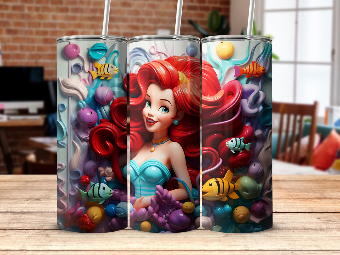 Colorful Underwater Mermaid Fantasy Art Beverage Tumbler