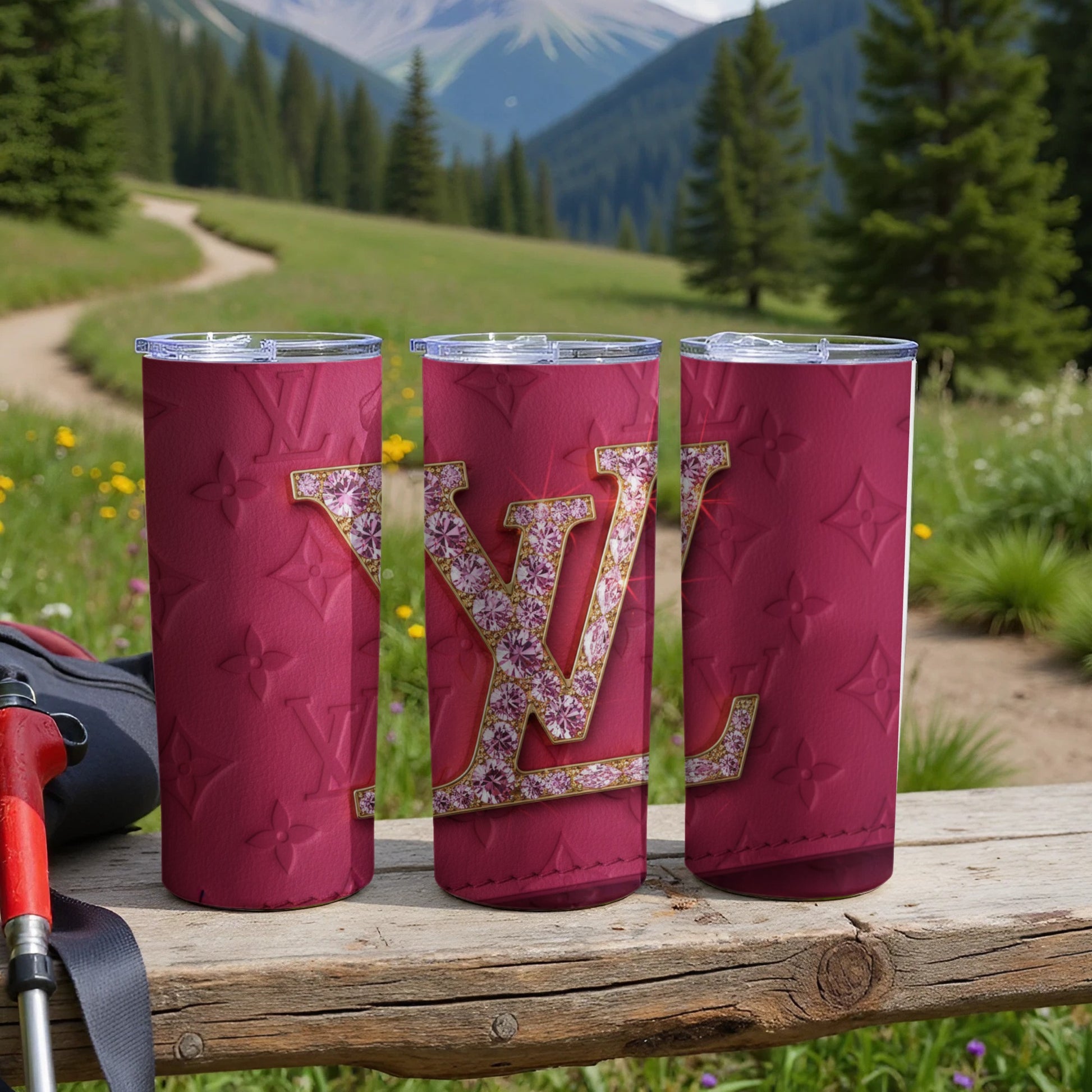 Stylish Floral Embossed Tall Mug with Nature Scenery Design