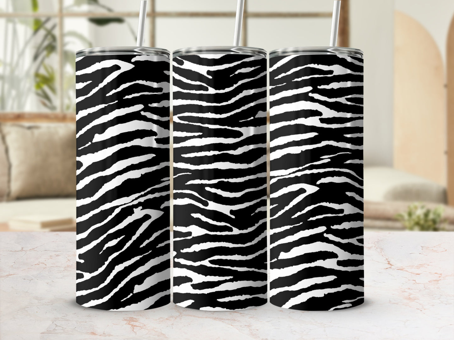Black and White Zebra Striped Tumbler product