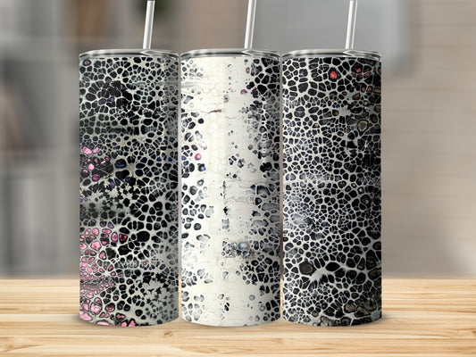 Unique Abstract Patterned Tumblers with Straws