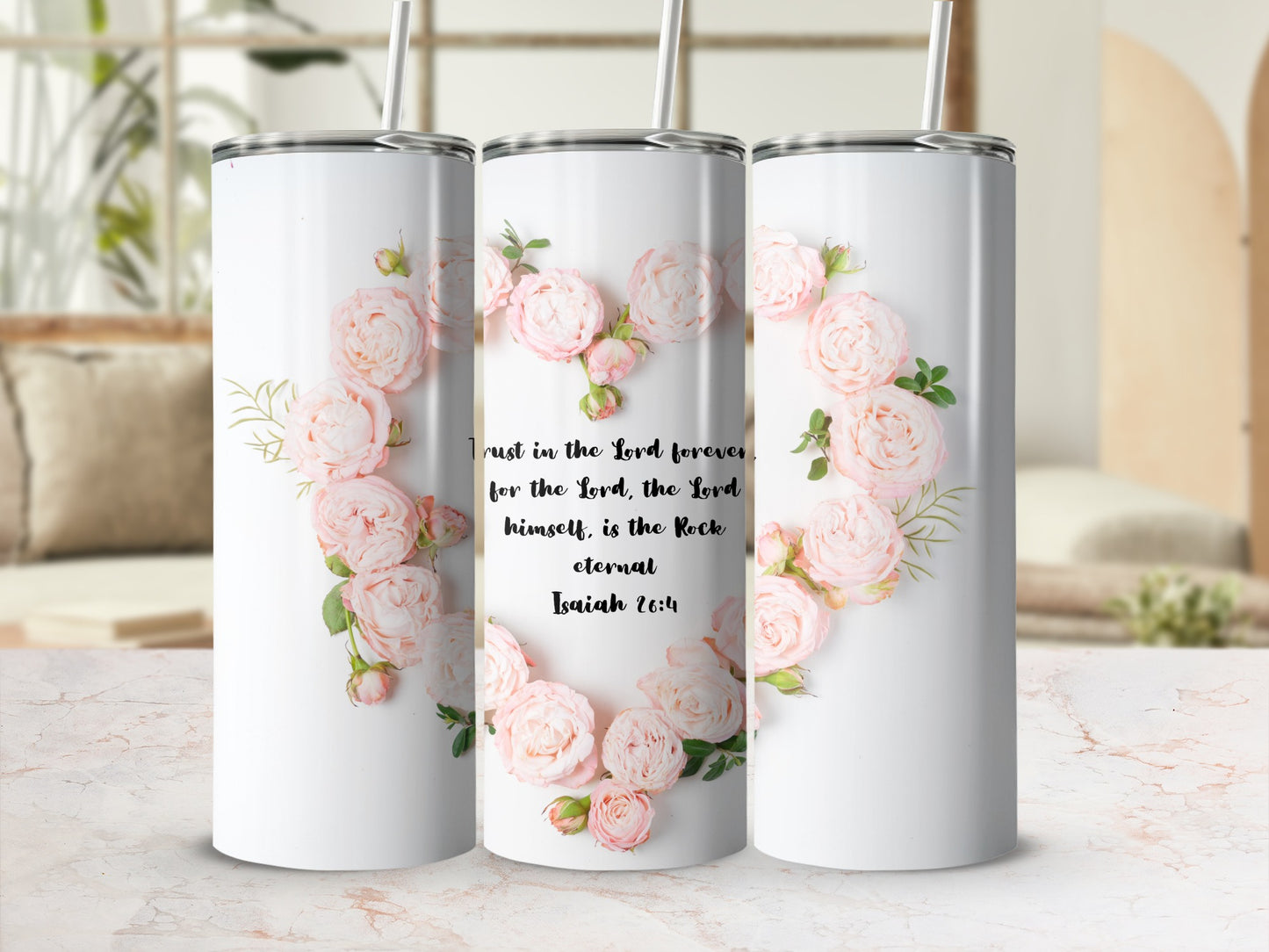 Beautiful Floral Christian Quote Gift Tumbler Product