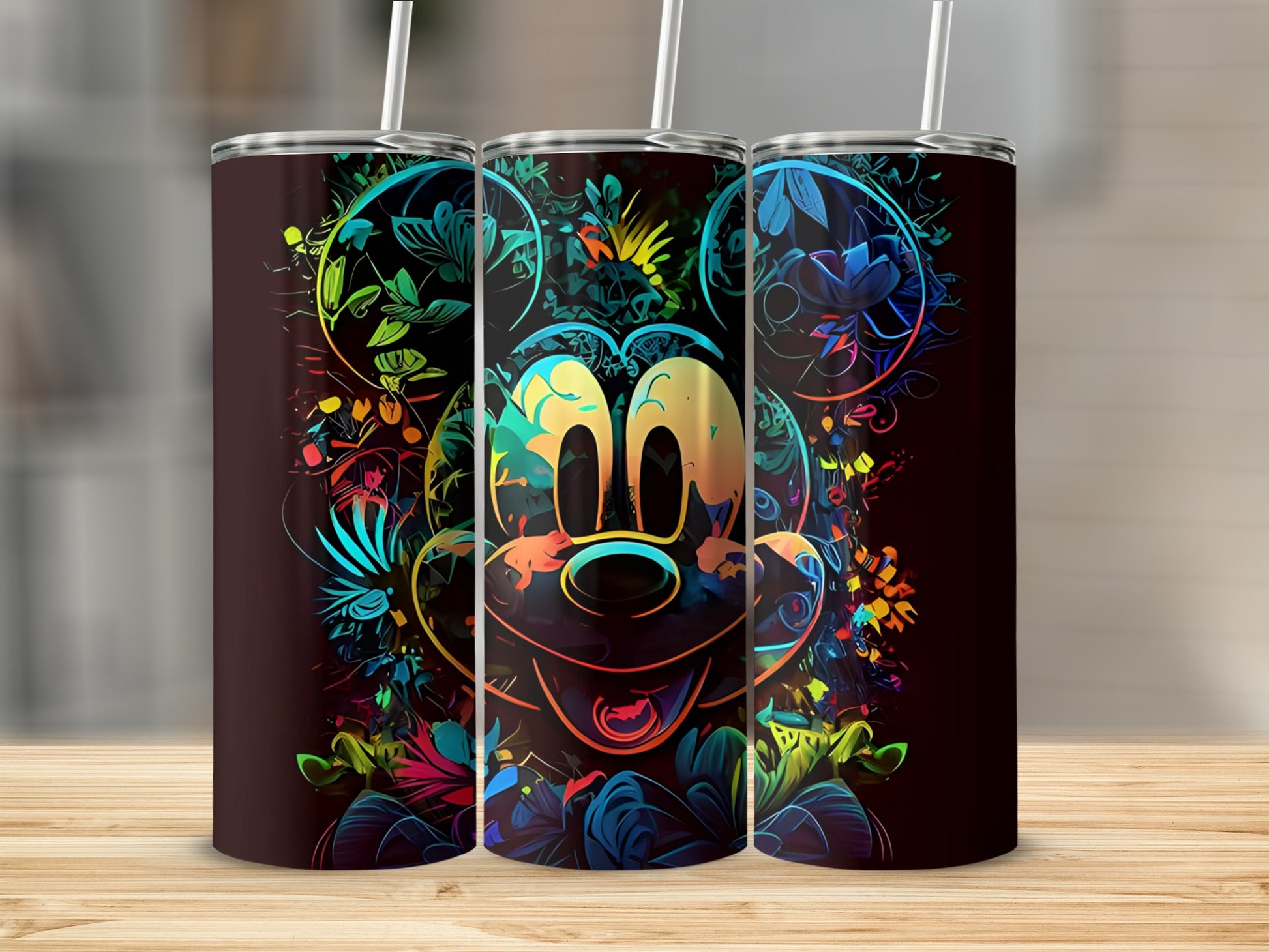 Colorful Mickey Mouse Design Tall Drink Tumbler