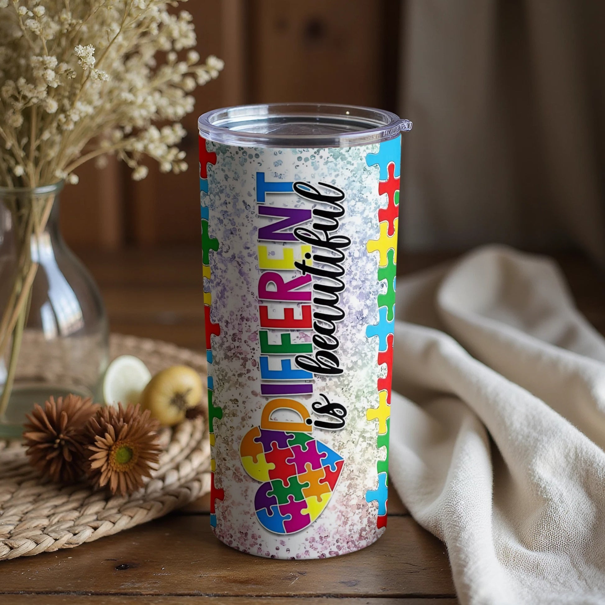 Different Is Beautiful Puzzle Design Tumbler
