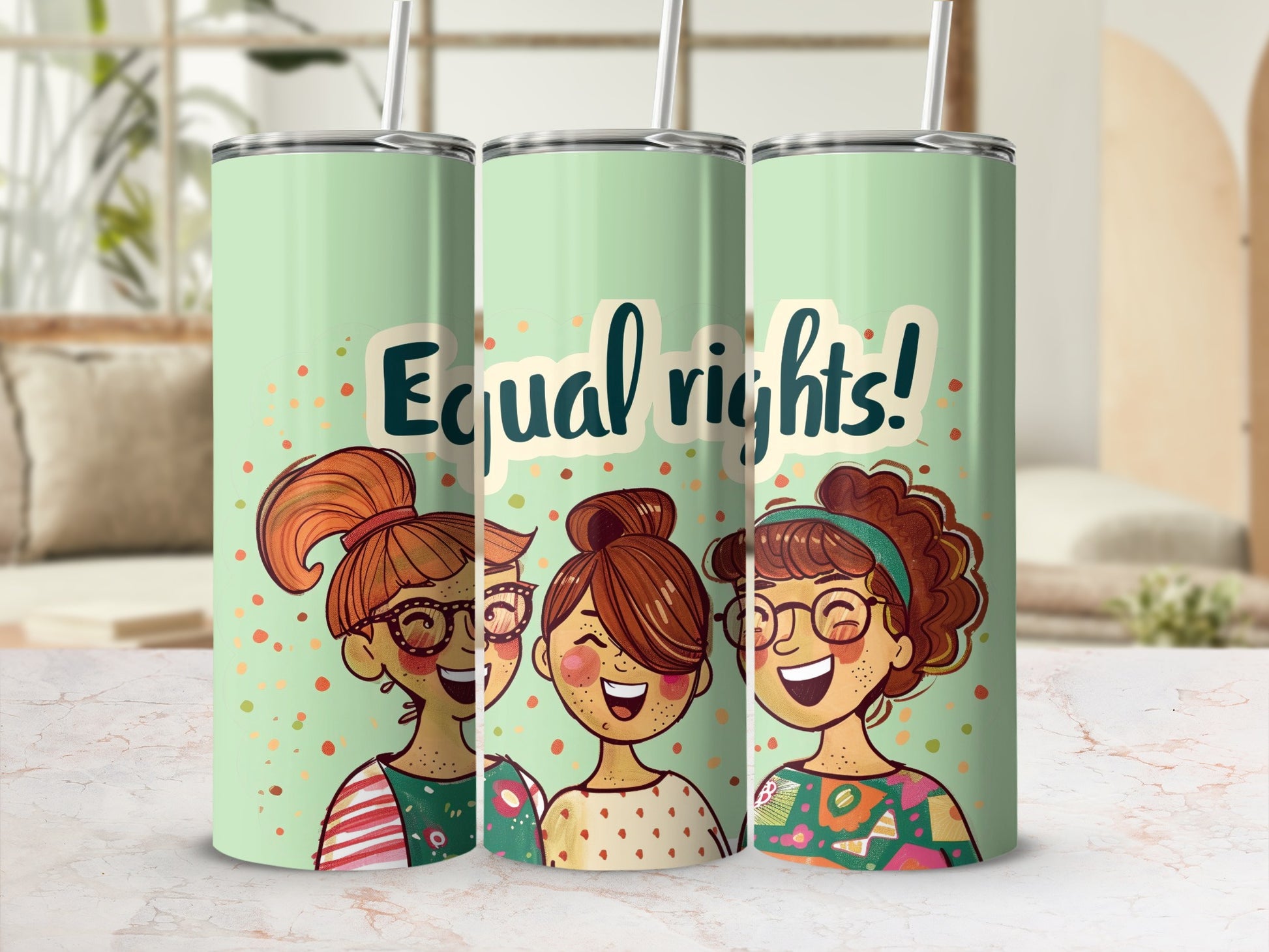 Equal rights illustration on pastel background tumbler