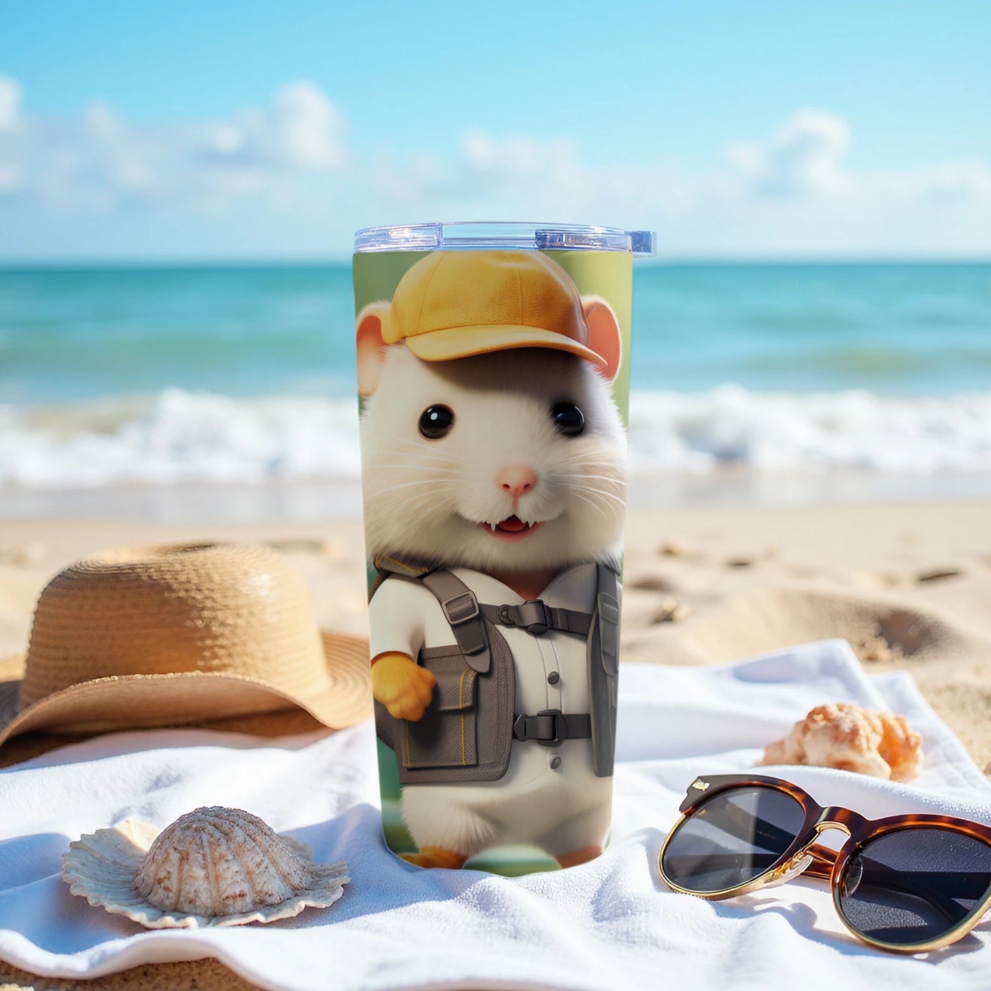 Cute White Hamster Yellow Hat Vest Beach Ocean Tumbler product type
Hamster
Cute Hamster
Animal Tumbler
Pet Design
Beach Scene
Ocean Theme
Summer Vibes
Vacation Drinkware
Yellow Hat
Vest Outfit
Tumbler Cup
Beverage Holder
Gift Idea
Unique Tumbler
Adorable Pet
Rodent Art
Fun Design
Cartoon Hamster
Seaside Drink
Travel Gear