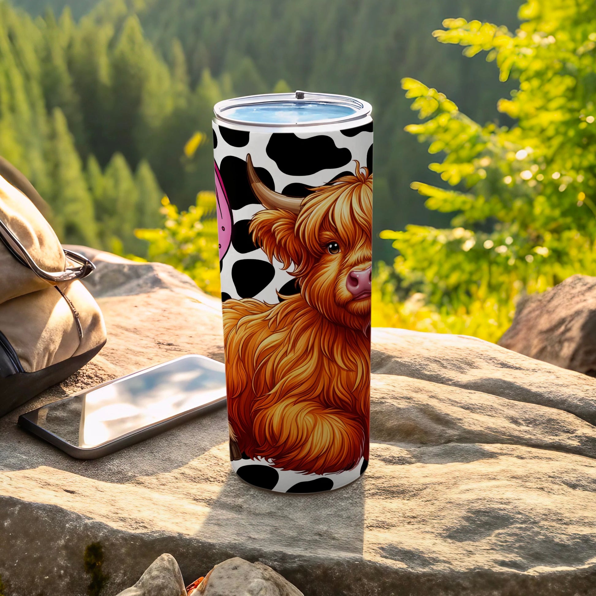 Highland Cow and Cow Print Stainless Steel Tumbler