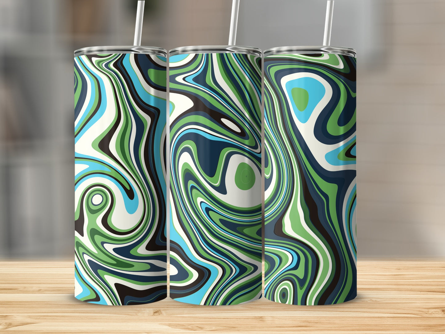 Vibrant Psychedelic Swirl Design Stainless Steel Tumblers