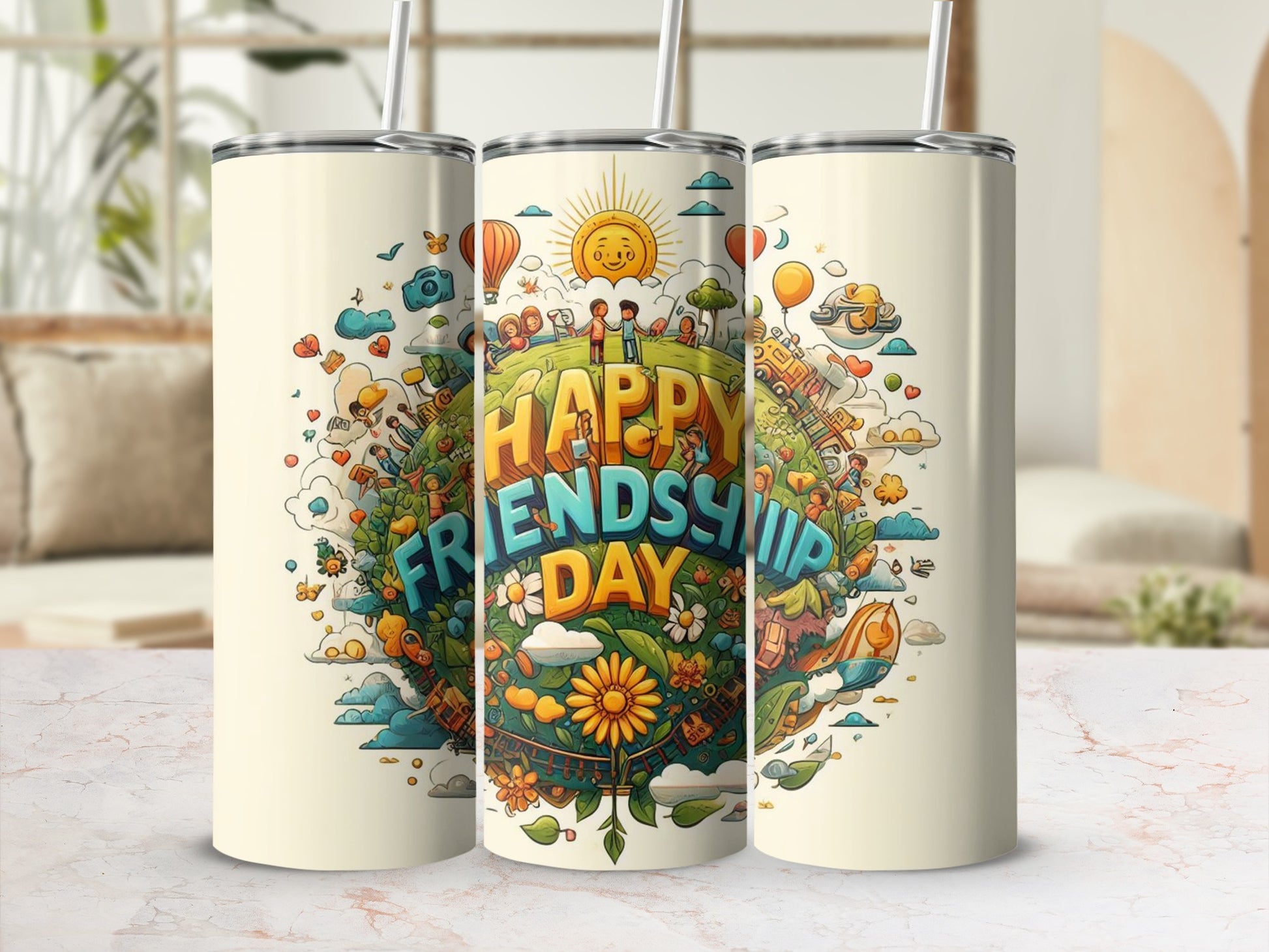 Happy Friendship Day Colorful Stainless Steel Tumbler