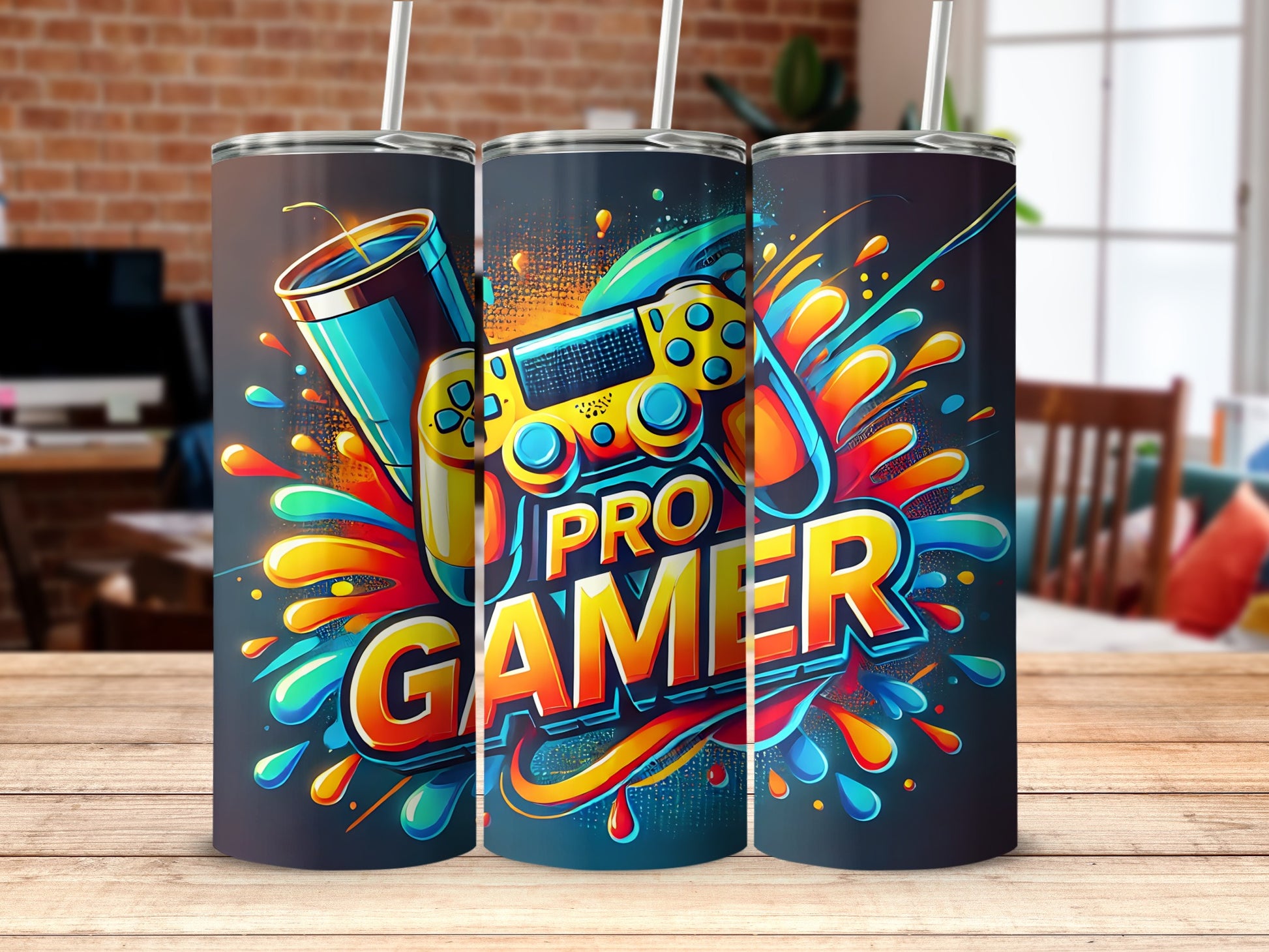 Colorful Pro Gamer Themed Tumblers for Enthusiasts