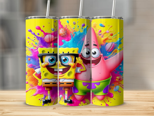Colorful Cartoon Characters Tumbler with Straw Accessory