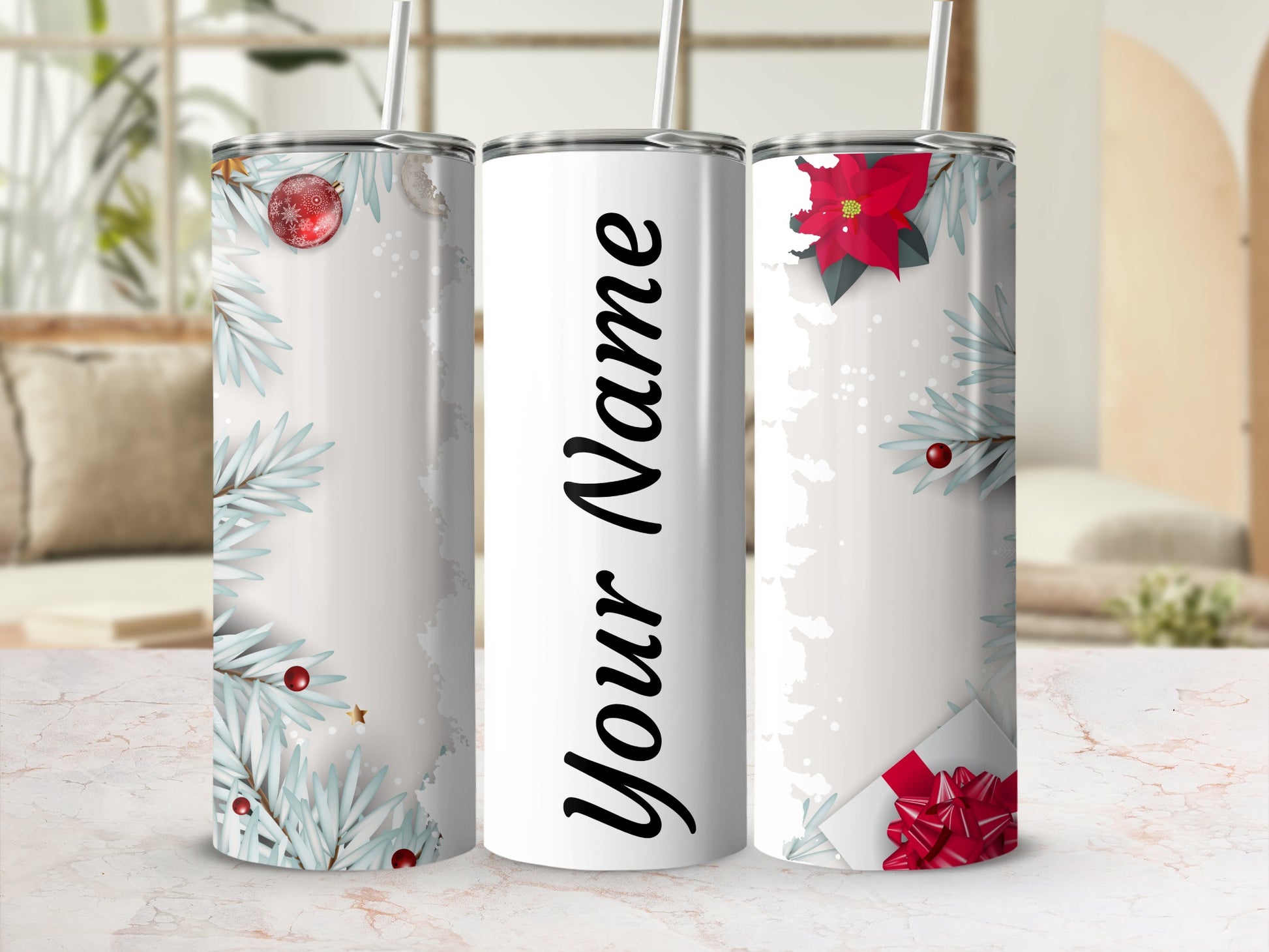 Personalized Christmas Themed Insulated Tumbler