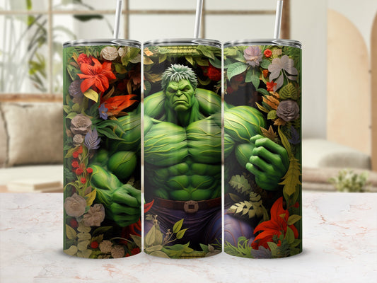 Hulk Floral Art Design on Stainless Steel Tumbler