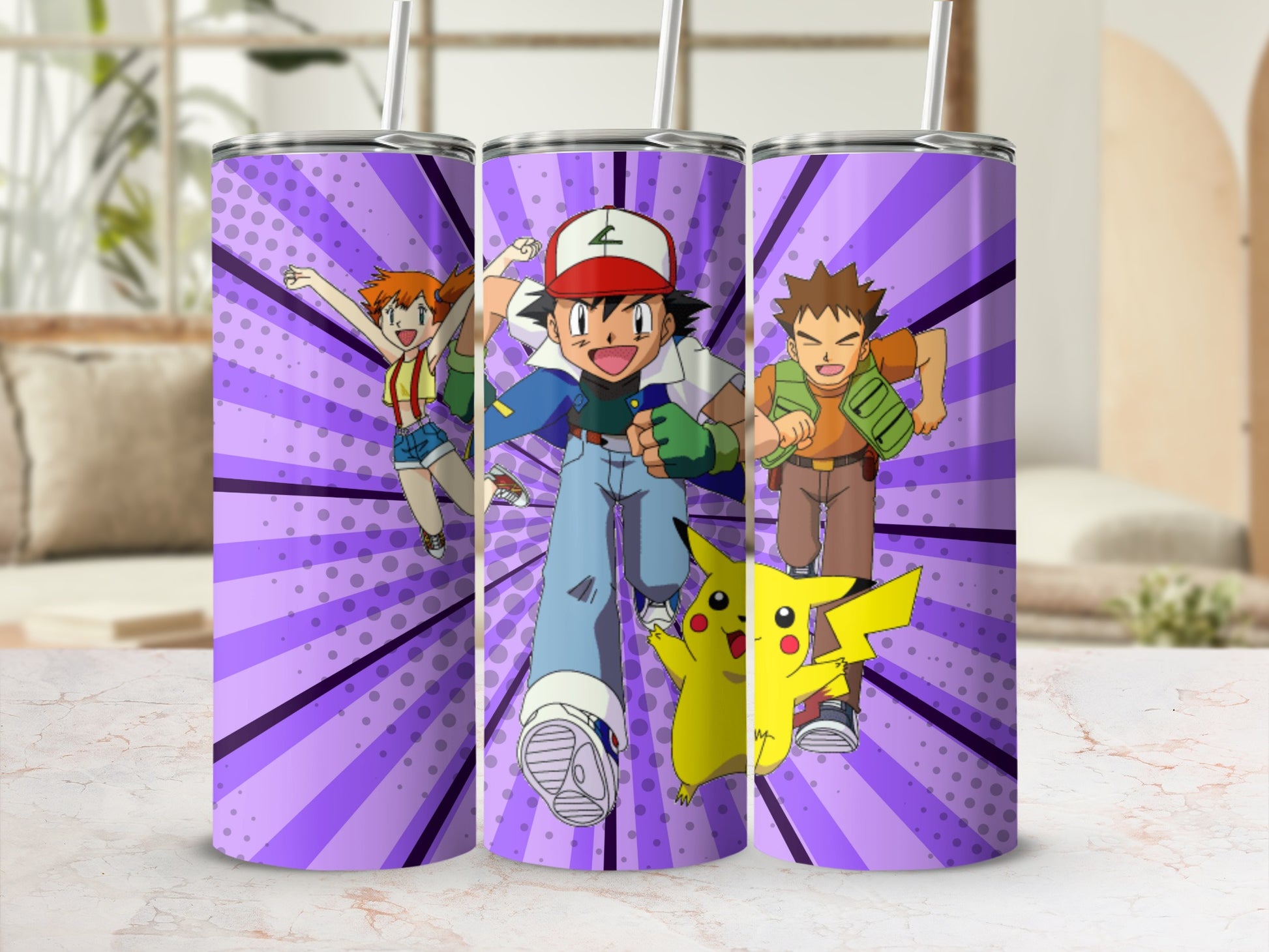 Exciting Anime Character Print On Purple Steel Tumblers